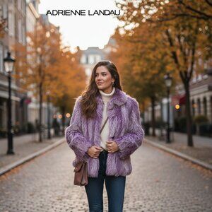 NWOT Vintage Adrienne Landau Purple Rabbit Fur Jacket, Medium 